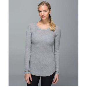 Lululemon Cabin Yogi Long Sleeve Cashmere Blend Light Grey Sweater Size 8 W3H78S